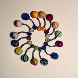Multicolored Belly Button Rings - Pack of 15